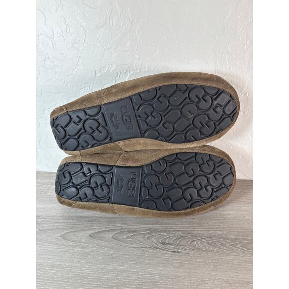 UGG Ascot Mens Slippers Loafer Size 10 Olive Suede Sheepskin Slip On - Picture 5 of 6